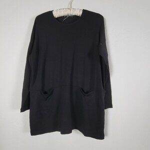 Marimekko Womens Black Long Sleeve Tunic Top With Pockets Size Small Stretch